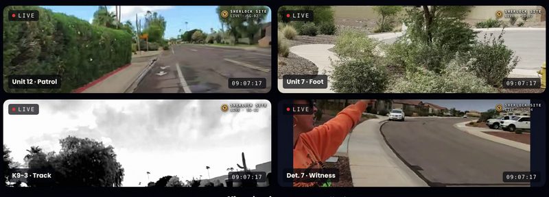Four live views side by side